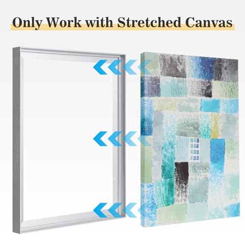 24x24 Metal Canvas Floater Frame, 1.5-Inch Deep Silver Floating Frame