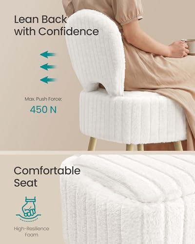 Plush Padded Vanity Chair with Folding Backrest & Hidden Storage - Black