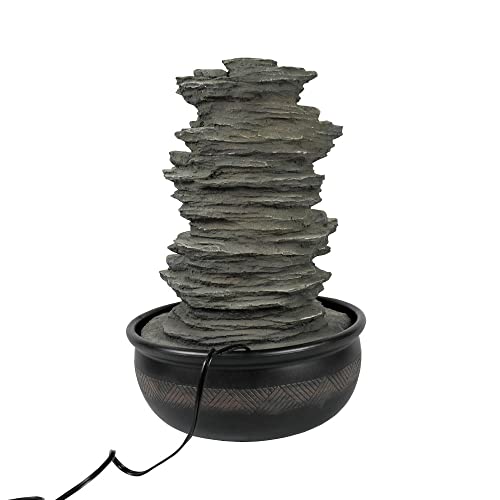 5-Tier Tabletop Water Fountain with LED Lights - Indoor Cascading Waterfall