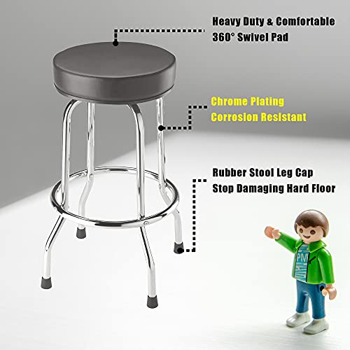 Swivel Bar Stool, 29-Inch Padded Garage Shop Seat with Chrome Legs