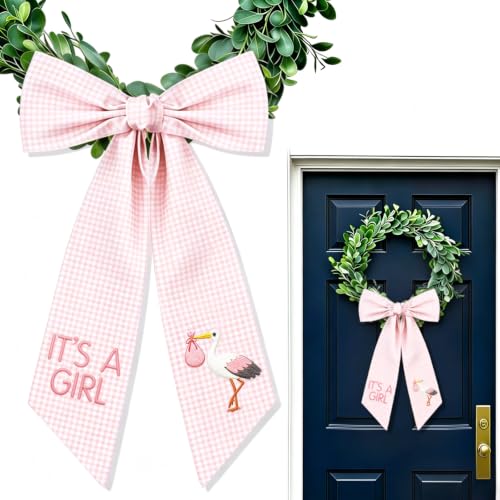 Pink Plaid Baby Shower Wreath Sash 72 x 4 Inch It's A Girl Garland Ribbon