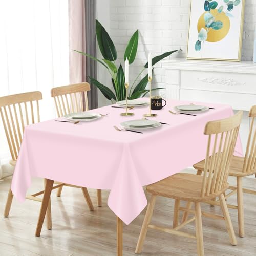 Light Pink Disposable Plastic Tablecloths 54x108" - 2 Pack Rectangular Covers