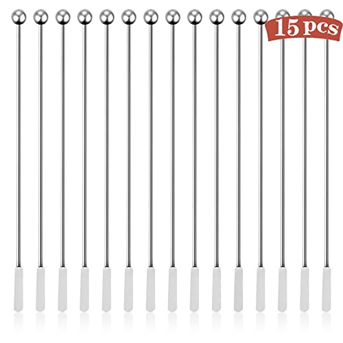 Csdtylh Style 1 15Pcs Metal Coffee Stir Sticks Reusable Stainless Steel Swizzle