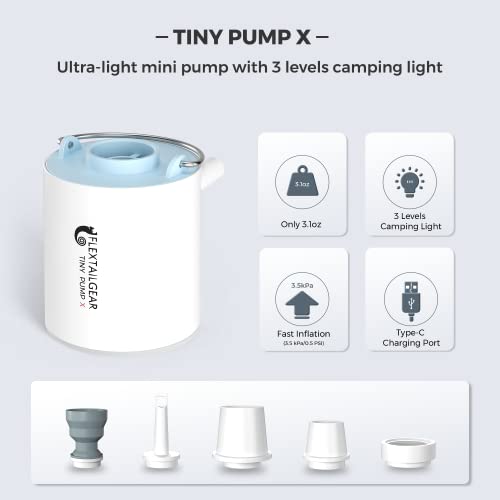 Portable Air Pump with Camping Light - USB Rechargeable Mini Pump