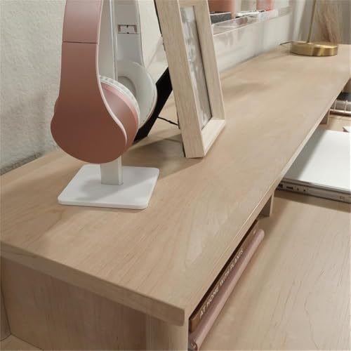 Natural Maple Desk Organizer Hutch with Adjustable Shelves