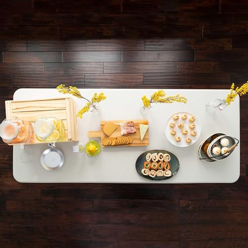 Modern Lifetime 6-Foot Adjustable Nesting Table Set - Almond, Commercial