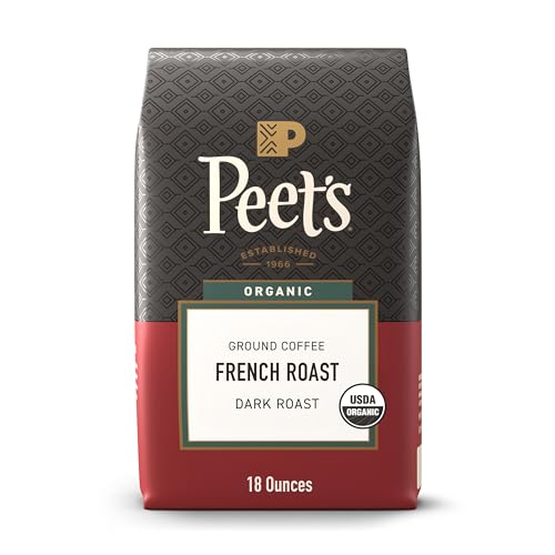 Peet's Organic French Roast Ground Coffee, Dark Roast, 18 Oz