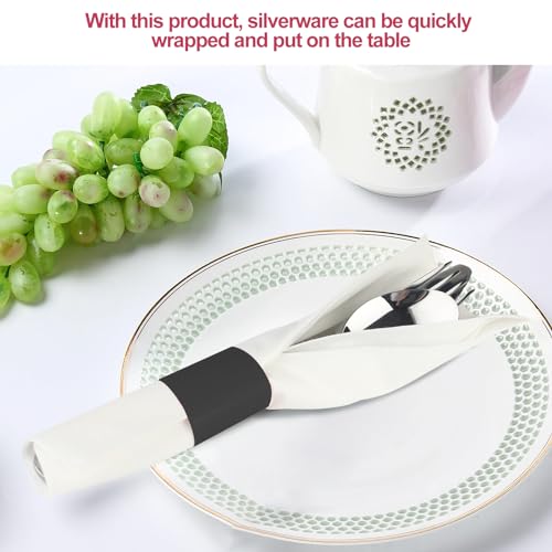 500 Pcs Black Self-Adhesive Napkin Bands for Silverware Wraps