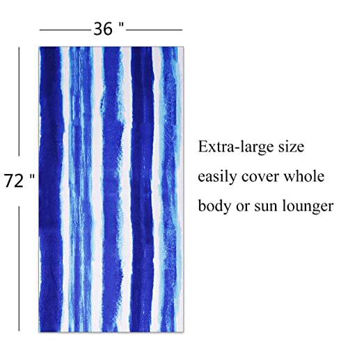 Oversized Terry Beach Towel 36x72 - Soft Extra Large Pool & Travel Blanket