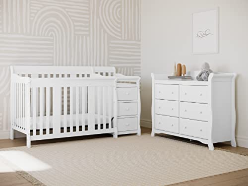 Storkcraft Avalon White Double Dresser with 6 Drawers - Traditional Nursery Storage