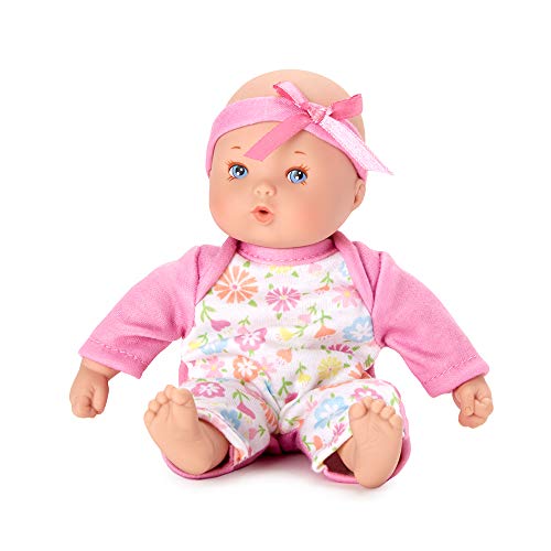 8-Inch Soft Body Baby Doll in Pink Striped Sleeper for Toddlers