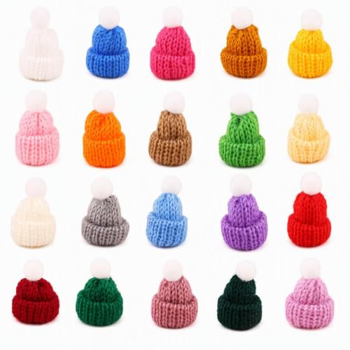 Mini Christmas Knit Hats Set for Dolls Craft Decorations 40pcs