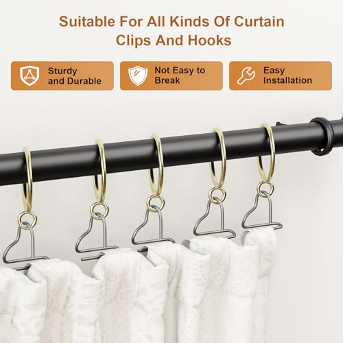 50-Pack 1.25-Inch Metal Curtain Rings with Eyelets for 1-Inch Drapery Rods