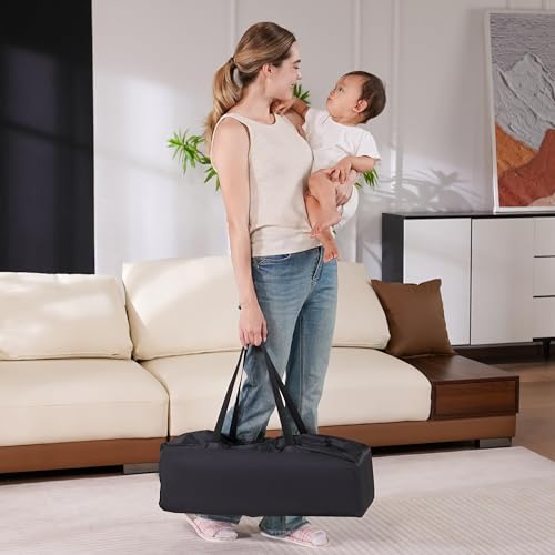 Portable Baby Playpen and Travel Crib with Mattress Pad Lightweight Gray
