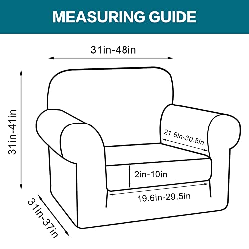 2-Piece Armchair Covers with Individual Cushion Covers - Beige