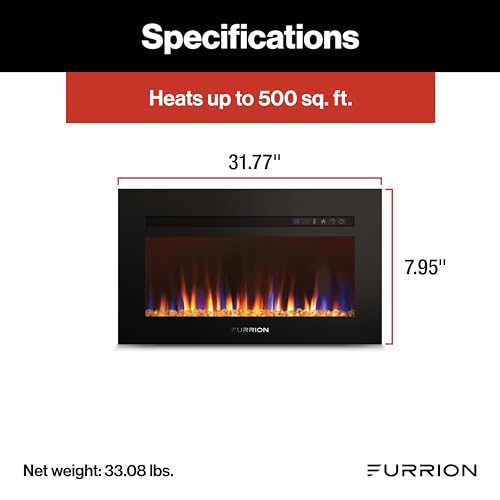 30-Inch Electric RV Fireplace with Multicolor LED Flames and Heater