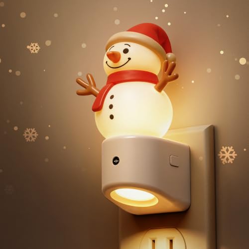 L LOHAS LED Christmas Snowman Night Light 1 Pack Dusk to Dawn RGB Kids Decor