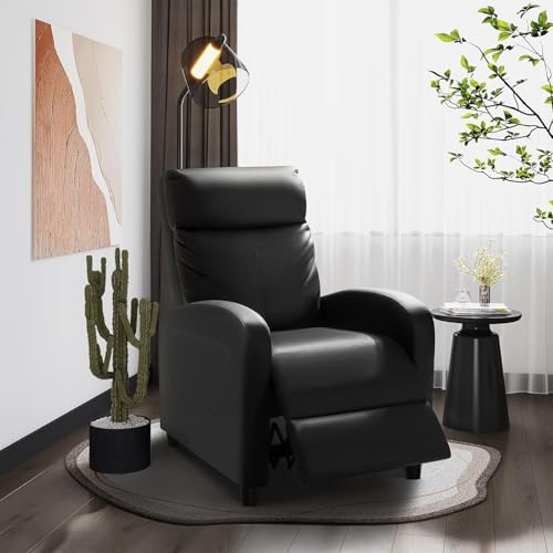 Adjustable PU Leather Recliner Chair with Lumbar Support for Living Room