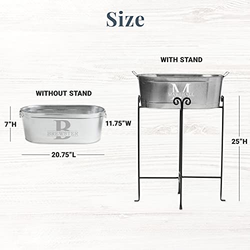 Let's Make Memories Personalized Galvanized Beverage Tub - No Stand, Custom Name & Initial, 5.5 Gallons