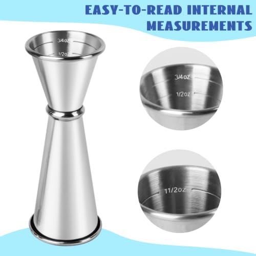 YOLCAR 2-Pack Stainless Steel Cocktail Jiggers 1oz & 2oz Measurement Set
