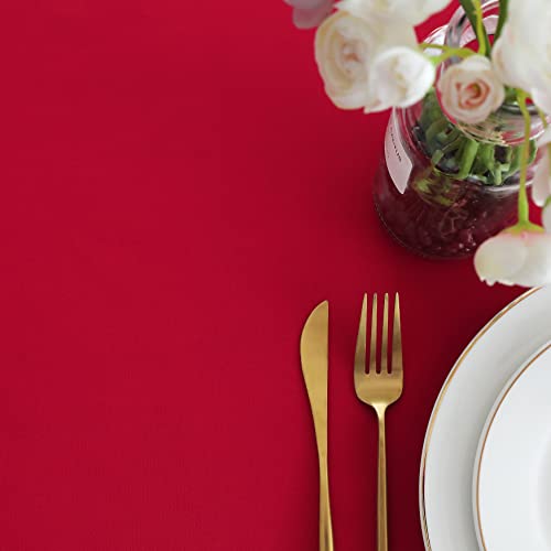 FOLINS&HOME Red Rectangle Tablecloth 90 x 132 Inch Waterproof Heavyweight Polyester