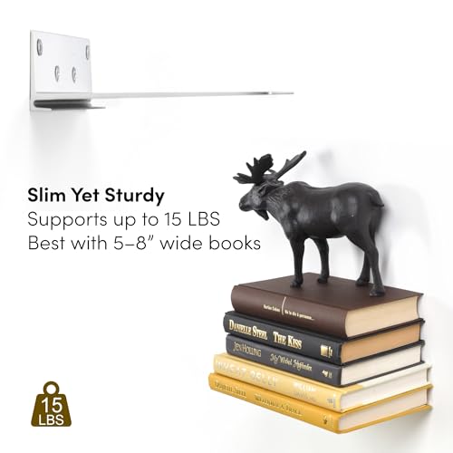 Floating Invisible Bookshelf Set, Wall Mounted Aluminum Shelves (4 Pack)