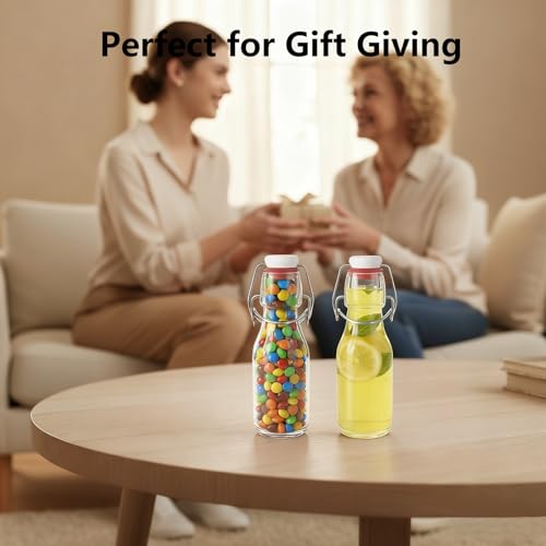 24 Pack 4oz Swing Top Glass Bottles with Lids Airtight Flip Top