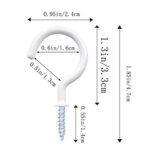 12 Pack Vinyl Coated Screw-In Ceiling Hooks for Indoor & Outdoor Use