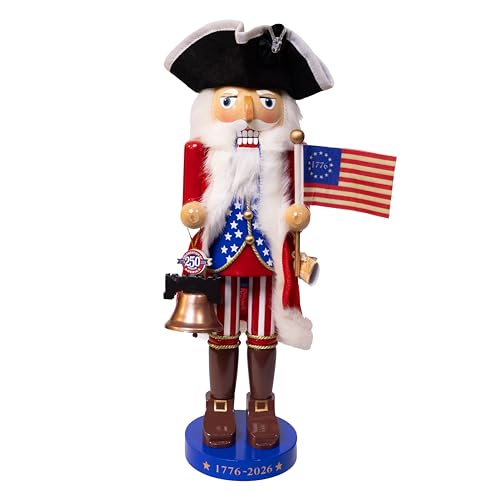 14-Inch Patriotic America 250th Anniversary Wooden Nutcracker Keepsake