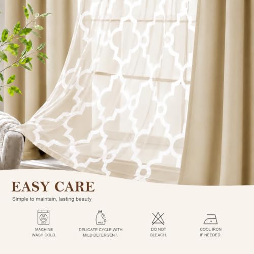 4-Piece Curtain Set with Moroccan Sheers & Room Darkening Drapes