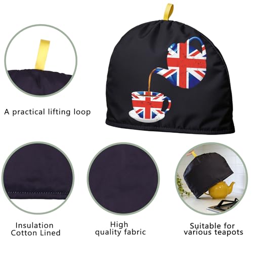 British Flag Teapot Cozy - Cotton Insulated Tea Pot Cover 32cm x 22.5cm