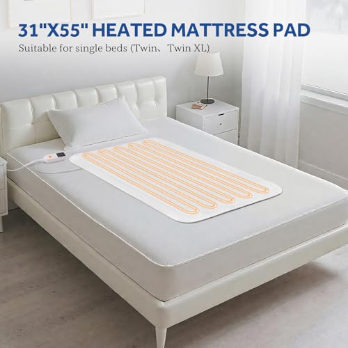 Heated Mattress Pad Mini Twin 31x55 - 9 Heat Settings, Soft Cotton