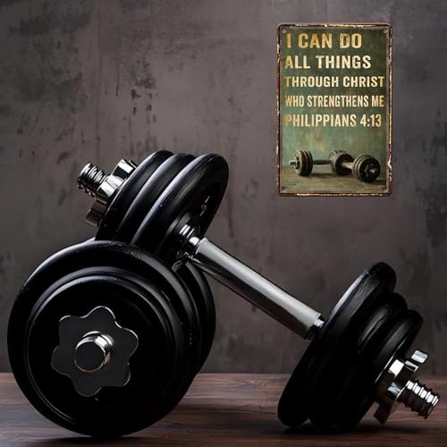 Macago Gym Metal Tin Sign 8x12 inch I Can Do All Things Through Christ Motivational Wall Art