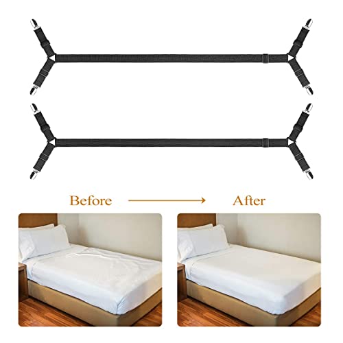 Adjustable Bed Sheet Suspenders Clips for Twin to King Sizes