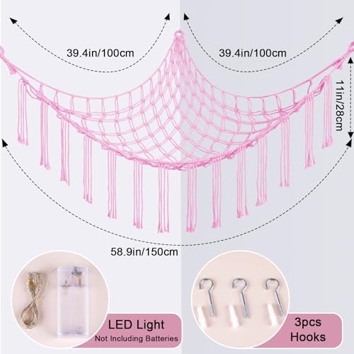Stuffed Animal Hammock with LED Lights, Large Corner Toy Storage Net