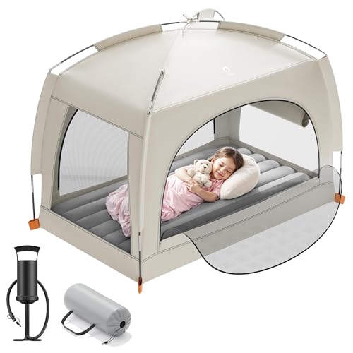 Portable Inflatable Kids Air Mattress with Pop-Up Tent - Travel Toddler Bed