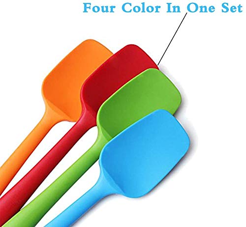 Delidge Food Grade Silicone Spatula Set Heat Resistant Small Rubber Spatulas,4 piece Silicone Spoonula Spatula Non-stick Baking Curved Spatulas Multicolor(21.7cm/8.56inch)
