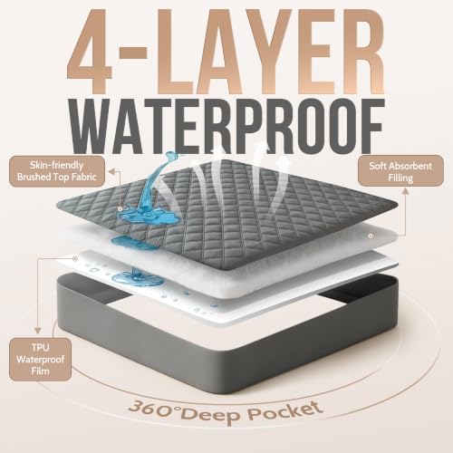 Waterproof Queen Mattress Protector with Deep Pocket - Soft & Breathable