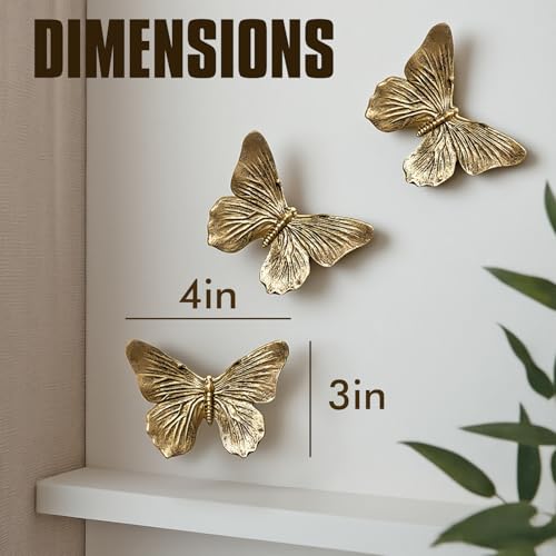 3D Butterfly Wall Decor Set - Antique Copper Resin Butterfly Wall Art (3-Pack)