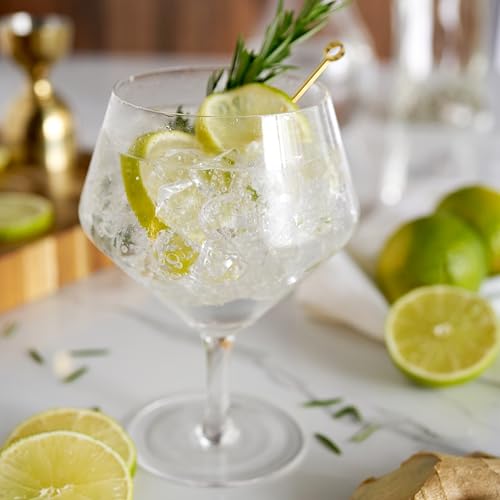 Viski Raye Set of 2 Angled Crystal Gin & Tonic Glasses 14oz - Premium Cocktailware
