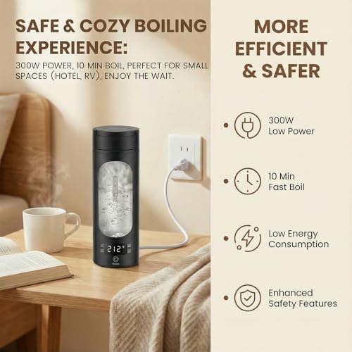 Portable Electric Travel Kettle, 120V 450ml 316 Stainless Steel Tea Boiler