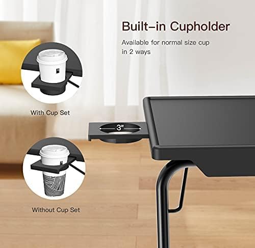 Adjustable Folding TV Tray Table Set of 2 with Cup Holder for Sofa or Bed
