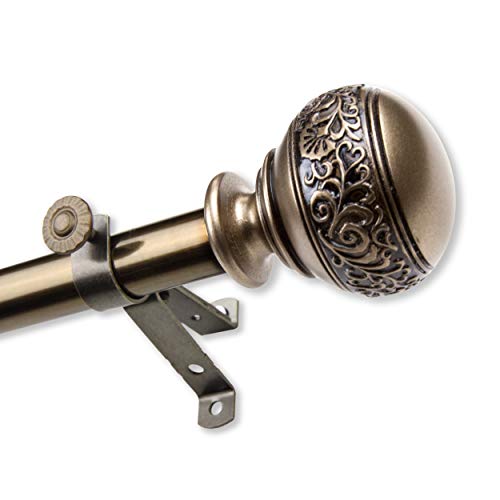 5-Sided Bay Window Curtain Rod, 13/16-Inch Adjustable, Antique Brass