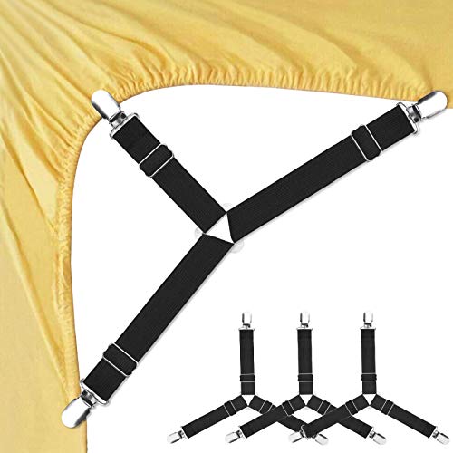 Adjustable Bed Sheet Straps - 4 Pack Mattress Corner Clips & Fasteners
