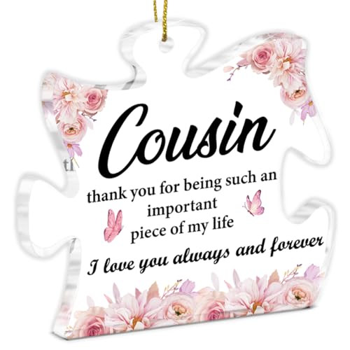 Cousin Acrylic Puzzle Piece Ornament - Gift for Birthday Christmas Thanksgiving Wedding — Variation: Cousin