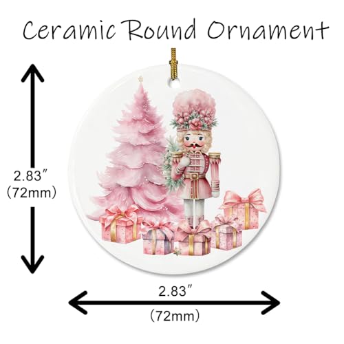 Pink Floral Nutcracker Ornament - Christmas Ceramic Tree Decoration - TTBDKKDM