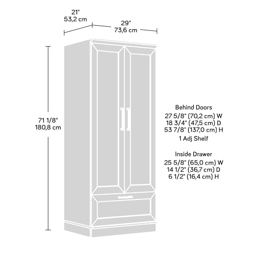 Wardrobe Storage Cabinet with Garment Rod and Drawer, Soft White