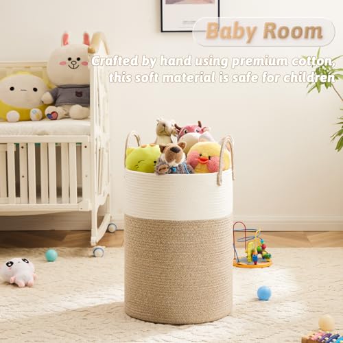 Woven Cotton Rope Laundry Basket 60L - Collapsible Storage Hamper