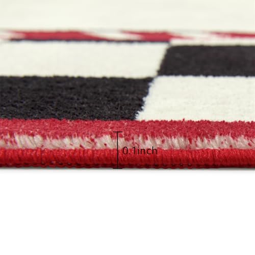 Ouyattle 3x5 Nutcracker Christmas Rug - Black and White Non-Slip Faux Wool Runner