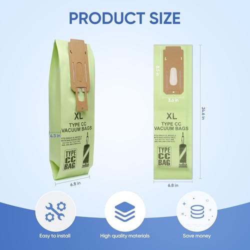 10-Pack Type CC Upright Vacuum Cleaner Replacement Dust Bags